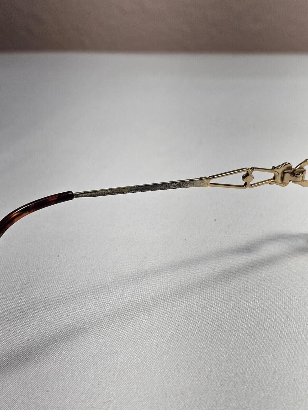 Vintage Eyeglasses Frames Gold With Intricate Design Brown Tourtise Shell - Picture 8 of 11
